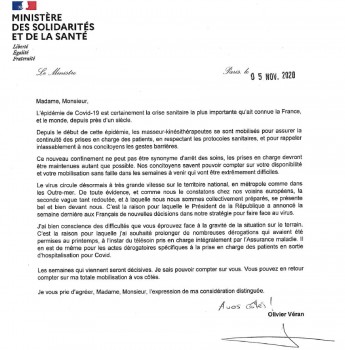 Courrier de Mr VERAN aux MK